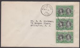 1939.  ROYAL VISIT 3 Wx 1 CENT. FDC MOOSE JAW MY 15 1938. To Arlington, N.J.  (Michel 213) - JF304901 - Briefe U. Dokumente