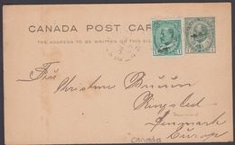 1907. CANADA POST Card POSTAGE 1 CENT EDWARD VII + 1 CENT EDWARD VII  To Denmark. Unu... () - JF304889 - 1903-1954 Kings