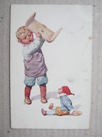 Illustrateur Karl Feiertag / Junge Und Puppe, Boy And A Scary Doll, 1912. - Feiertag, Karl