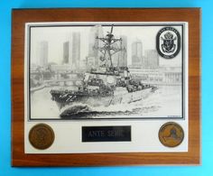US NAVY Destroyer USS MAHAN (DDG 72) - United States Navy Official Plaque To Croatian Navy * Marina Marine Kroatien USA - Bateaux