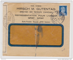 LETTRE TURQUIE TURKEY ISTANBUL 28 JANVIER 1940 CONTROLE POSTAL MILITAIRE CACHET WF 392 HIRSCH GUTENTAG - Cartas & Documentos