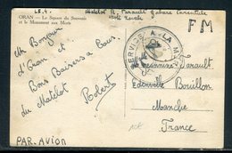 Carte Postale De Oran Pour La France En FM Par Avion, Cachet Service à La Mer Ancre De Marine - Réf N 93 - Posta Marittima