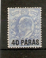 BRITISH LEVANT 1902 40pa On 2½d  PALE ULTRAMARINE SG 8a MOUNTED MINT Cat £26 - Britisch-Levant