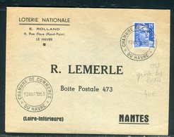 Oblitération De La Chambre De Commerce Du Havre Sur Enveloppe Pour Nantes En 1953 ( Grèves Des PTT ) - Réf N 110 - Documents