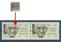 Egypt - 2019 - Error - Spot Inside Eye - 150th Annie., Birth Of Mahatma Gandhi - Unused Stamps