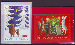 Finlandia 2008  Yvert Tellier  1904/05 Navidad/adhesivo (2s) ** - Unused Stamps