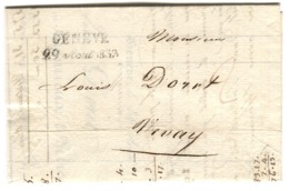 Genève Black Two-liner On Letter With Contents Sent By Crémieux Et Frères To Dorte à Vevey 1833 - ...-1845 Prefilatelia