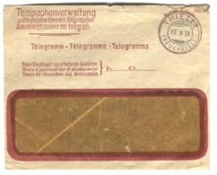 Telegramme Cover THIELLE Neuchâtel 1933 - Telegrafo