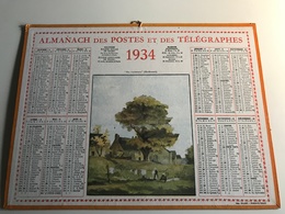 Calendrier Almanach Des Postes Et Des Telegraphes AIN - 1934 « au Ruisseau (Bothorel) » Aquarelle - Big : 1921-40