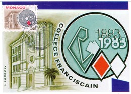 Monaco Carte Maximom --1983   COLLEGE  FRANCISCAIN . - Storia Postale
