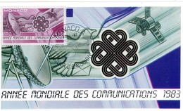 Monaco Carte Maximom --1983-- ANNEE MONDIALE DES COMMUNICATIONS - Brieven En Documenten