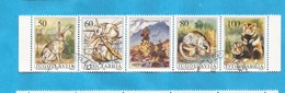 1992  2525-28  JUGOSLAVIJA  SERBIA SRBIJA SERBIEN FAUNA WWF HASEN  PROTEGEES GESCHUEZTE TIEREN  USED - Gebraucht