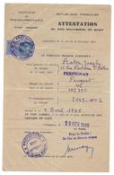 1940 PYRENEES ORIENTALES - ATTESTATION NON INSCRIPTION GAGE ASTOR JOSEPH RUE FONTAINE ST MARTIN PERPIGNAN PEUGEOT 402 - Historical Documents