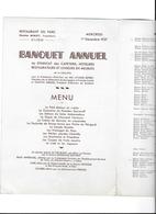 1937 DIJON RESTAURANT DU PARC CHARLES MINOT - CAFETIERS HOTELIERS LOGEURS - MENU COTE D OR - Menu