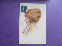 CPA ILLUSTRATEUR J.H READING FEMME PORTRAIT PROFIL - Reading