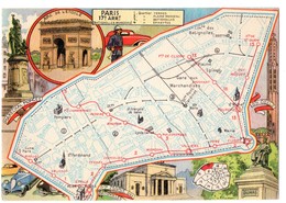 CPSM 75 PARIS 17e Plan Lignes Et Stations De Métro BATIGNOLLES MONCEAU Ed. BLONDEL La ROUGERY PARIS 1945 Métropolitain - Distrito: 17