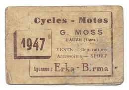 G MOSS EAUZE GERS CYCLES MOTOS 1947 ERKA BIRMA - TASTET - CALENDRIER - Kleinformat : 1941-60