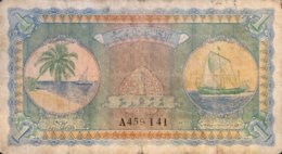 Maldives 1 Rupee, P-2a (1947) - Very Good - Maldive