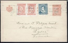 Grèce - 1926 - Entier Postal 10 L + Complément 80 + 60 L D'Athènes, Pour Lyon - Repiquage Verso Alex. G.Argypoulos - - Postwaardestukken