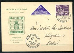 5385 - SCHWEDEN - Sonderkarte Zum "Frimärkets Dag 1945" Mit Vignetten - Ansehen - Used Stamps