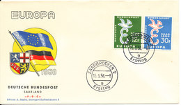 Germany FDC 13-9-1958 EUROPA CEPT Complete Set Of 2 With Cachet - 1958