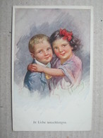 Illustrateur Karl Feiertag / Boy And Girl - Hug, 1912. - Feiertag, Karl