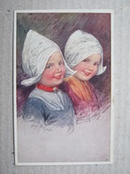 Illustrateur Karl Feiertag / Two Girls In Traditional Costumes, 1912. - Feiertag, Karl