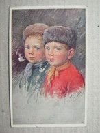 Illustrateur Karl Feiertag / Two Boys With Pipes In Their Mouths, 1912. - Feiertag, Karl