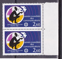 N° 2260 Année Mpndiale Des Communications Une Paire De 2 Timbre Neuf Sans Charnière - Unused Stamps