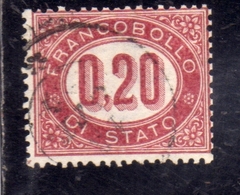 ITALIA REGNO ITALY KINGDOM 1875 SERVIZIO FRANCOBOLLO DI STATO SERVICE CENT. 20 (0,20) USATO USED OBLITERE' - Dienstmarken