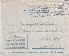 SUEDE 1946 LETTRE EN FRANCHISE MILITAIRE DE MALMÖ - Militaires