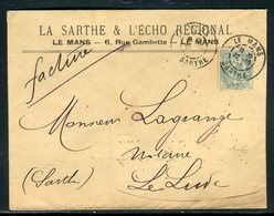 Enveloppe Commerciale De Le Mans Pour Le Lude , Affranchissement Type Blanc - Réf N 165 - 1877-1920: Semi Modern Period