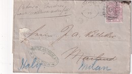 GRANDE-BRETAGNE 1877 LETTRE DE LONDON POUR MILAN - Storia Postale
