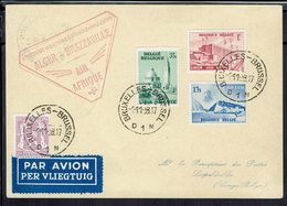 Belgique -1938- 1er Courrier Bi-Hebdomadaire Air Afrique Alger-Brazzaville -Carte De Bruxelles Via Paris Pour Léopoldvil - Brieven En Documenten