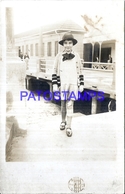 124990 ARGENTINA MAR DEL PLATA VISTA PARCIAL & COSTUMES GIRL YEAR 1930 REAL PHOTO POSTAL POSTCARD - Argentine