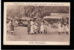 Delcampe - Congo Français En Promenade . Congragation De St-Joseph De Cluny Ca 1910 Old Postcard - Französisch-Kongo