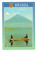 Cpm - Rwanda - Volcan Muhabura - Lac Ruhondo - Barque Garçon - Blason - - Rwanda