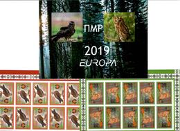 Moldova / PMR Transnistria . EUROPA 2019. National Birds. (Arms,Flag) . Imperf Booklet. 2 M/S Of 10 - Moldova