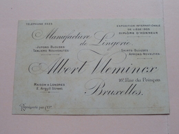 Albert VLEMINCX ( Lingerie ) 16 Rue Du Poinçon BRUXELLES & Londres ( Voir / Zie Photos ) ! - Cartes De Visite