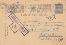 WW2, CENSORED BUCHAREST NR 215/A1, KING MICHAEL PC STATIONERY, ENTIER POSTAL, 1943, ROMANIA - Cartas De La Segunda Guerra Mundial