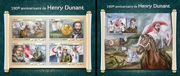 Djibouti 2018, Red Cross, Dunand, Horse, 4val In BF+BF - Henry Dunant