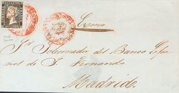 Sobre 1. 1850. 6 Cuartos Negro. SANTANDER A MADRID. Matasello Baeza SANTANDER / M. DE SANTR. MAGNIFICA Y ESPECTACULAR ES - Andere & Zonder Classificatie