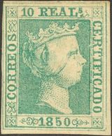 *5. 1850. 10 Reales Verde (leve Adelgazamiento). MAGNIFICO. Cert. CEM. - Other & Unclassified
