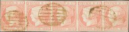 º12(5). 1852. 6 Cuartos Rosa, Tira De Cinco. MAGNIFICA Y RARA. Edifil 2014: +++349 Euros - Other & Unclassified