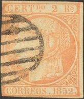 º14. 1852. 2 Reales Naranja Pálido (leve Defecto). MAGNIFICO. Cert. COMEX. - Other & Unclassified