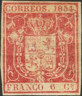 *24. 1854. 6 Cuartos Carmín (leves Pliegues De Goma). MAGNIFICO. - Andere & Zonder Classificatie