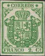 (*)32. 1854. 2 Cuartos Verde. Color Muy Intenso Y Márgenes Enormes. PIEZA DE LUJO, SIN DUDA UNO DE LOS MEJORES CONOCIDOS - Andere & Zonder Classificatie