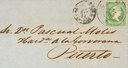 Sobre 47. 1858. 2 Cuartos Verde (doblez De Archivo). SANTA CRUZ DE TENERIFE A PUERTO DE OROTAVA. Matasello R.CARRETA Nº4 - Altri & Non Classificati