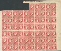 **/*48C(64), 48D. 1855. 4 Cuartos Carmín (Tipo IV), Bloque De Sesenta Y Cinco, Conteniendo Un Sello Del Tipo V Y Diversa - Other & Unclassified