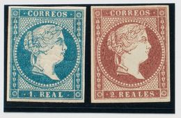 *49, 50. 1855. 1 Real Azul Y 2 Reales Violeta. MAGNIFICOS. Edifil 2018: 125 Euros - Autres & Non Classés
